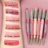 MISS ROSE Lipsticks Plus Liner 2 IN 1 PACK OF 6 colors